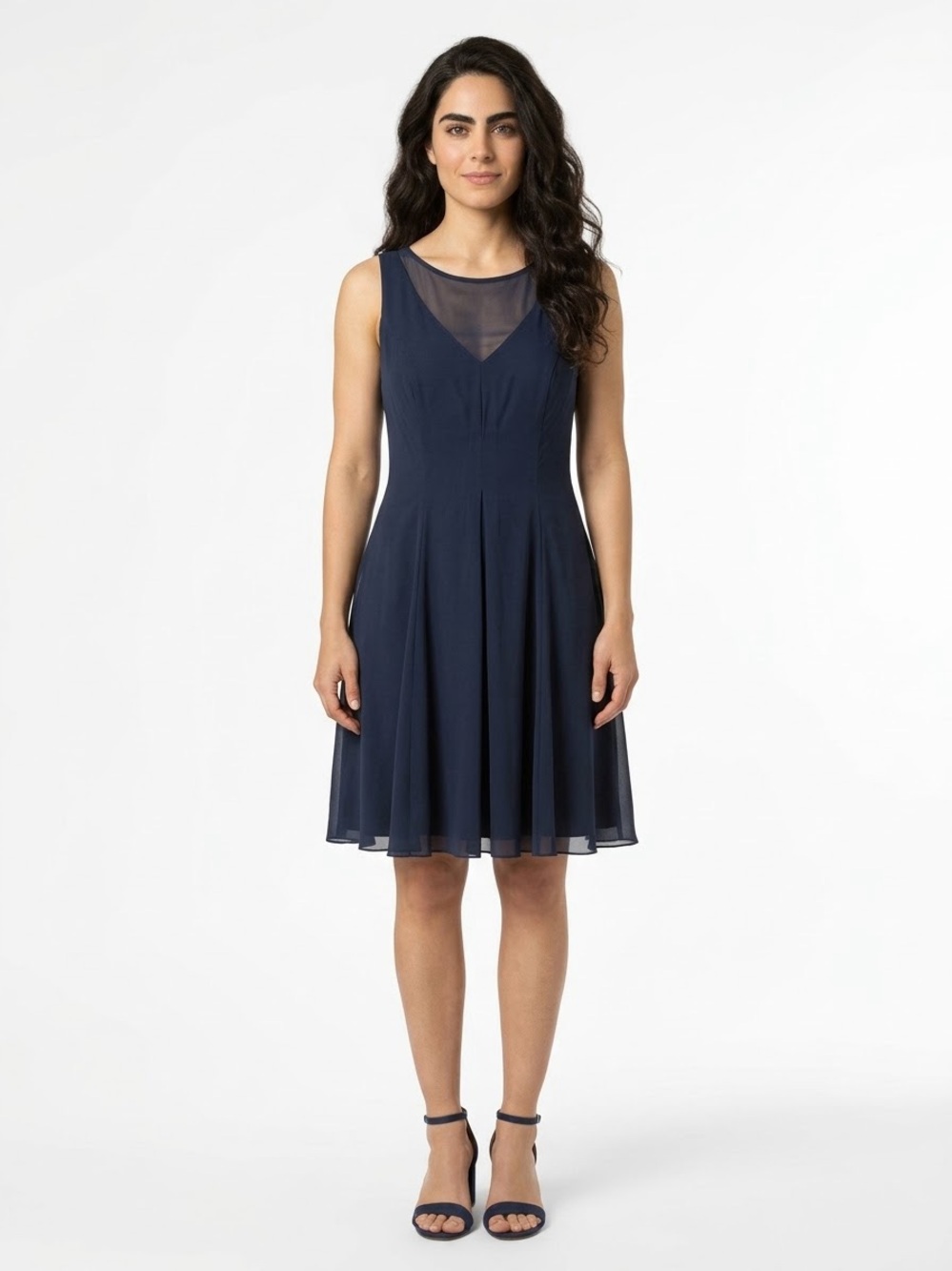 After Six Navy Sleeveless V-Neck Fit-and-Flare Dress